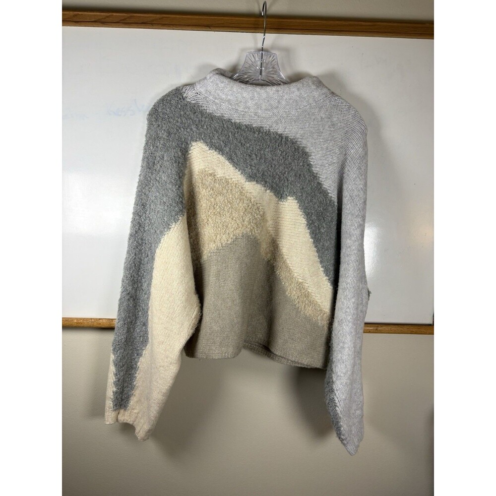 Abercrombie & Fitch Boucle Mock Neck Sweater Womens XXS/XS Gray Cream Colorblock